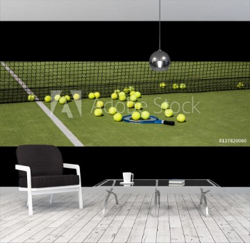 Picture of Pista de tenis llena de pelotas